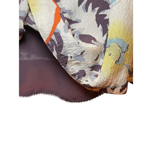 HD in Paris Anthropologie Women 2 Silk Dress Fern & Flower Flowy Slip Dress Boho - Picture 7 of 14